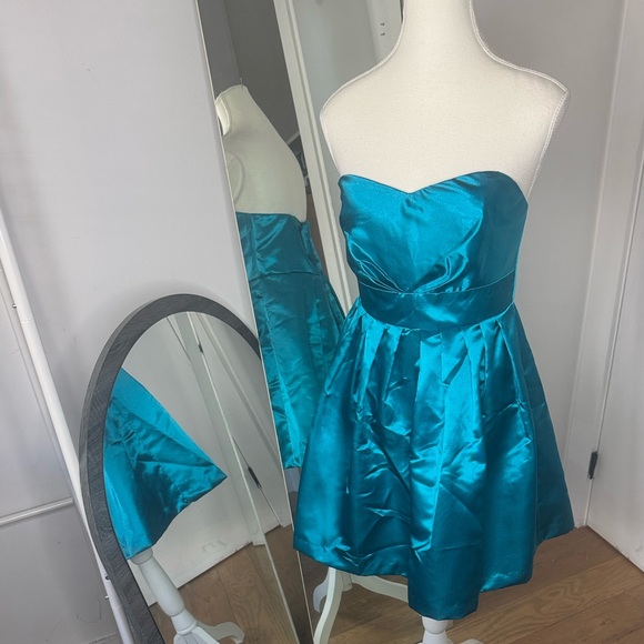 Xhilaration Dresses & Skirts - Vintage Y2K Teal Satin Strapless Mini Dress - Target - Sz L - NWT
